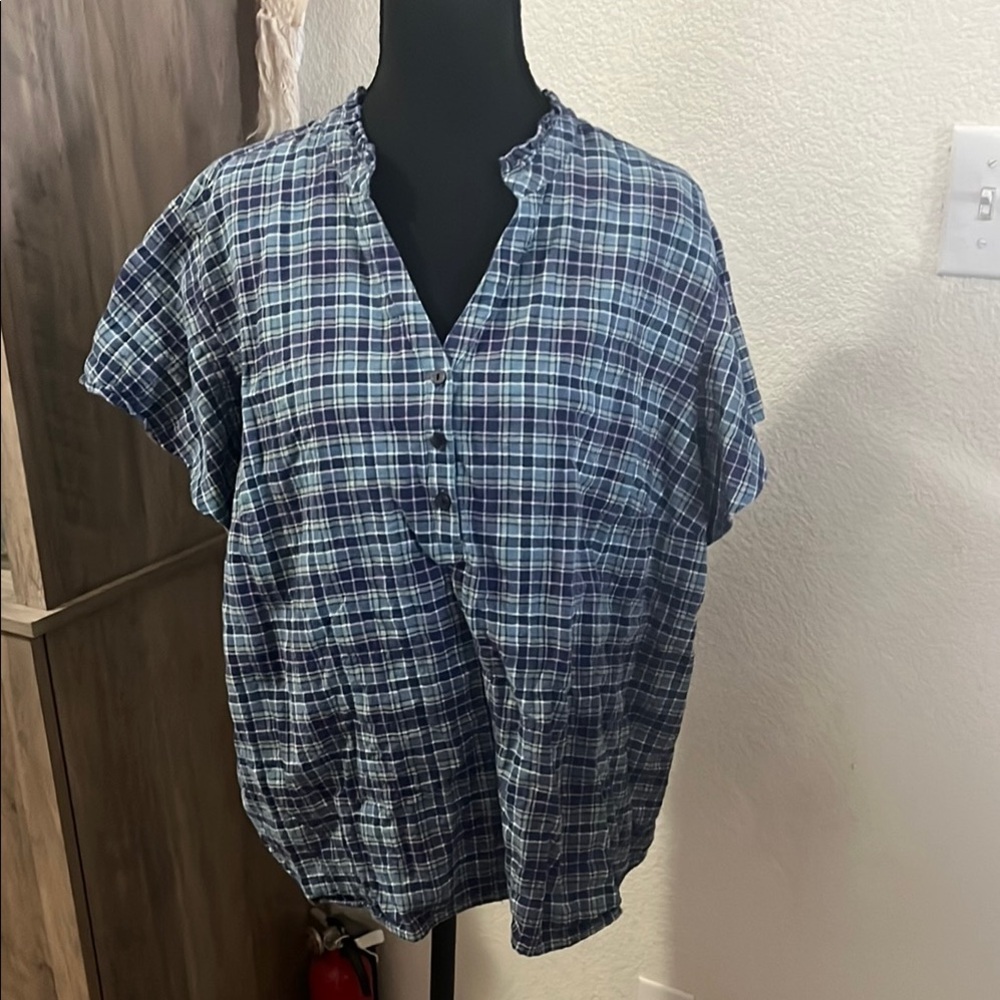 Women’s Blue Plaid Shirt